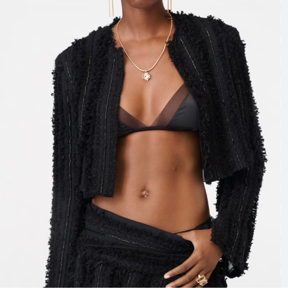 Zara Black Textured Blazer